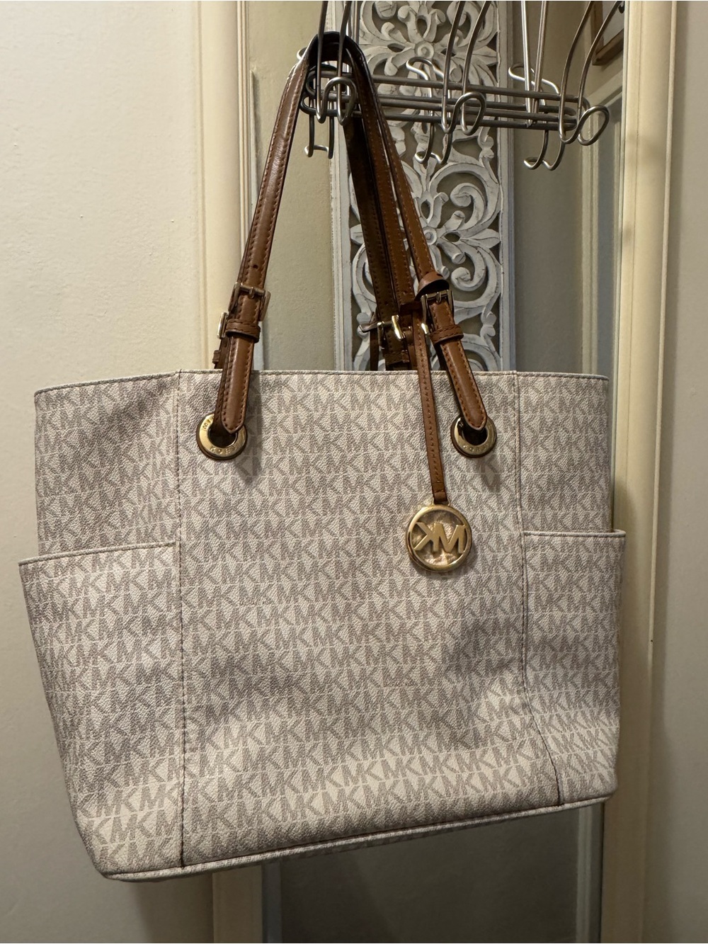 Michael Kors Beige Logo Tote Bag